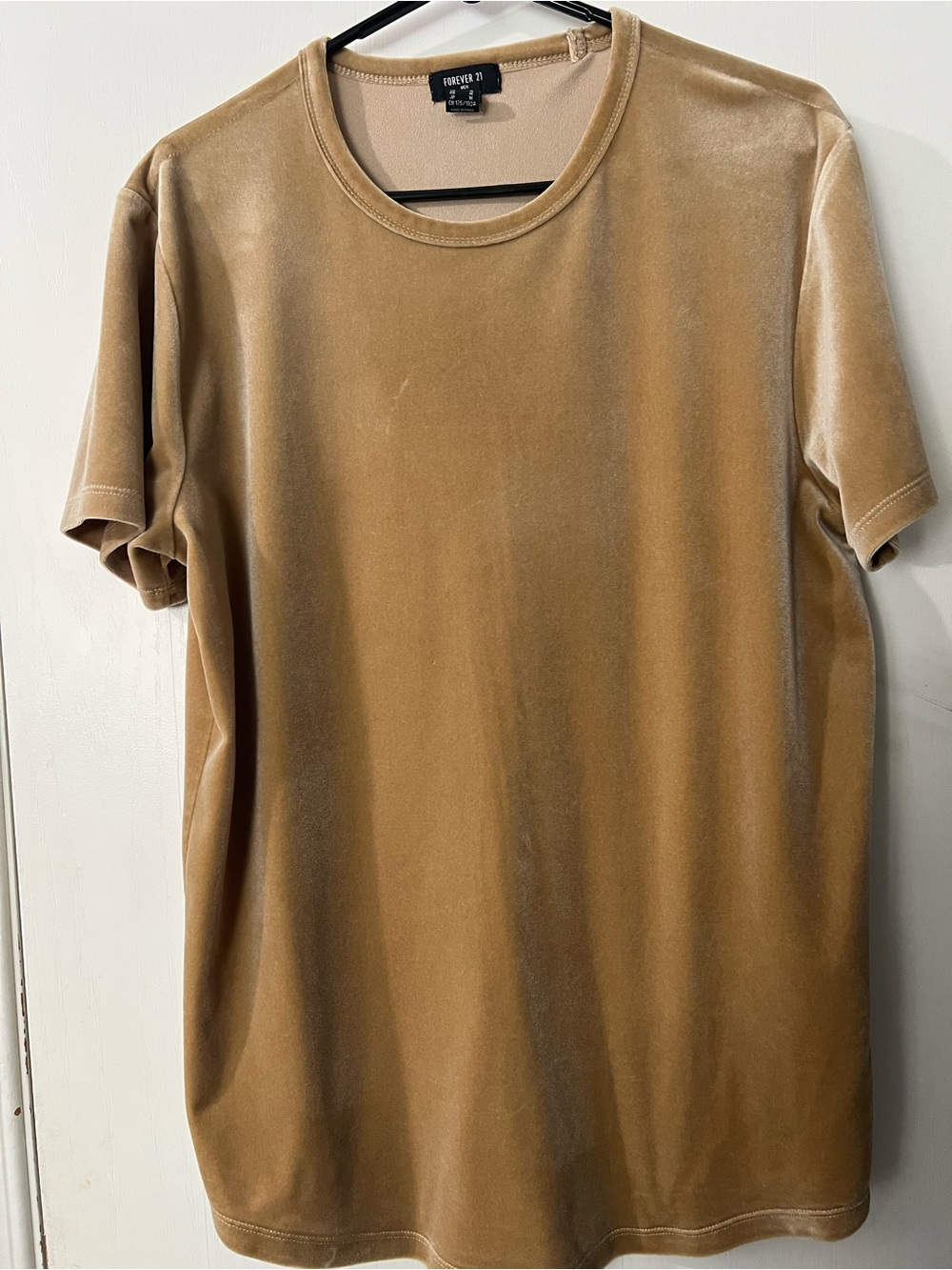 Forever 21 Men’s Tan Velvet Short Sleeve Crewneck Tee
